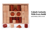 Wooden Building Blocks Beech Wood Stacking Block Puzzle Geometric Shape Sorter Set for Children