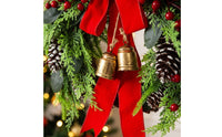 Christmas Wreath with Bow Festive Christmas Wreath with Bells Holiday Door Hanger for Entryway, Fireplace