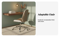 Height Adjustable Armless Upholstered Caster Chair gilded Base Office Furniture 360-Degree rotate Luxury & aesthetic for Students, Women, Study Room, Bedroom