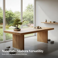 Long Slab-Top Table with Bench and Chairs Nordic aesthetic Tea Serving Station Complete Furniture Set Seating Arrangement for Living Room, Dining Area