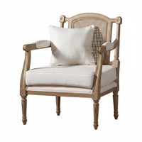 Rustic Elegance Rattan Panel Armchair Padded pad Woven Frame Seat Thick pads Sofa Upholstered for studio setting Managers, Interior Decorators, Living Room, Balcony, Sunroom, comfortable corner