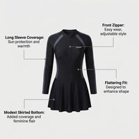 Swimsuit with Flattering Skirted Design and Chest Pads, One-Piece Monokini Made of Quick Dry Polyester, Comfortable One Piece for Sports