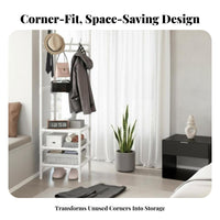 Light Luxury Design Corner Garment Rack Space-Saving Corner Coat Stand Multi-Functional Standalone Standing Coat Stand Easy Assembly for Families, Apartment Dwellers, Homeowners, Bedroom, Hallway, Living Room, Office