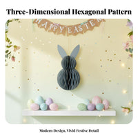 Easter Bunny Honeycomb Decoration Easy to Hang Easter Honeycomb Decoration Foldable Hanging Bunny Ornament for Kids, Spring Decor, Classroom, Nursery