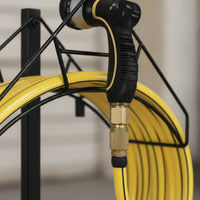 Freestanding Garden Hose Holder Heavy Duty Metal Hose Holder with Nozzle Bracket Powder Coated for Gardeners, Yard, Patio