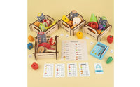 Pretend Supermarket Educational Wooden Grocery Store Tabletop Cashier Stand with Register for Playroom