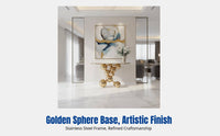 Creative Entryway Table, Luxury Sintered Stone Console, Spherical Stainless Steel Accent, Modern Hallway Decor