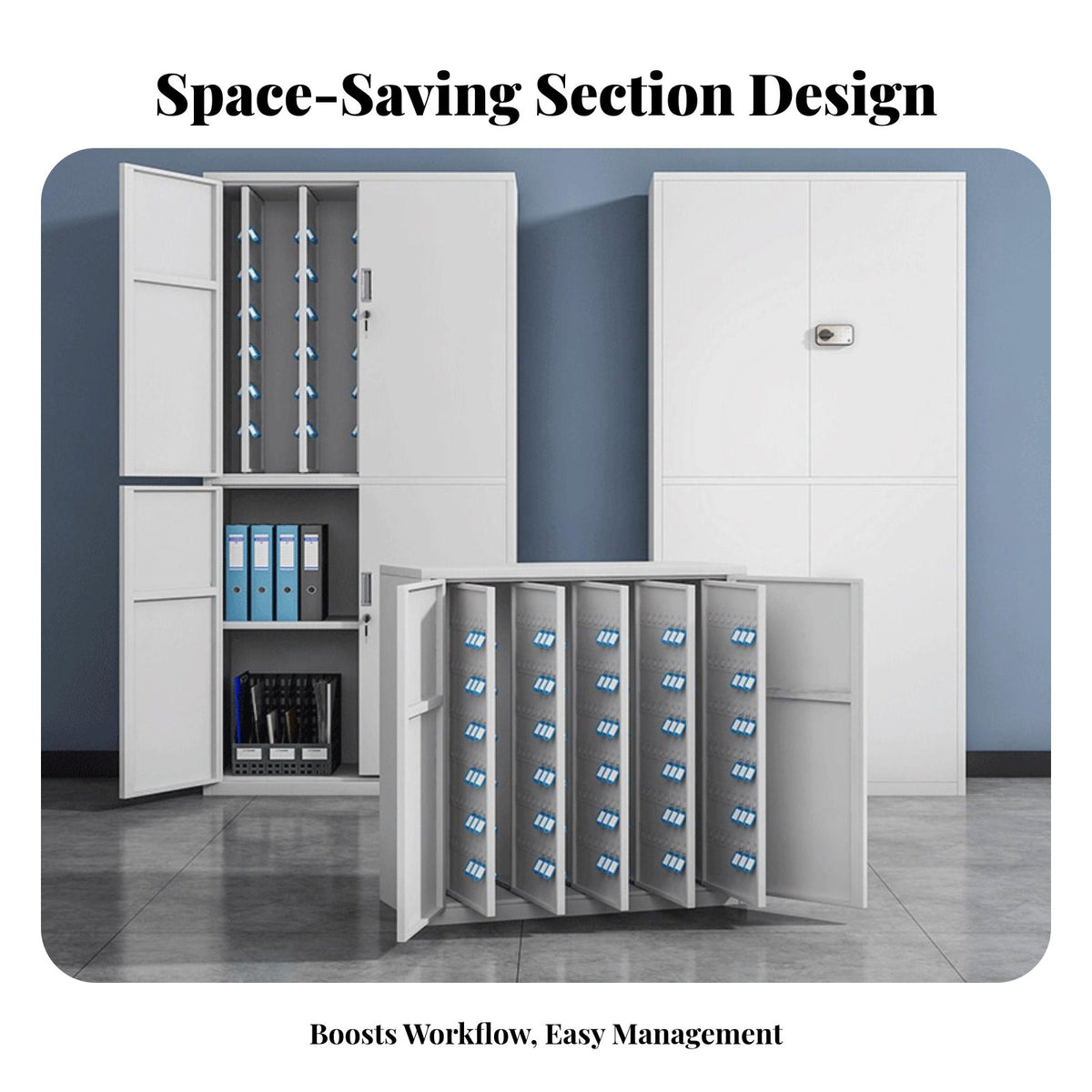 Floor-Standing Design Locking Key Cabinet Wall-Mountable Multi-Slot Key Safe Secure Storage Security Equipment Organized System for Property Estate Agents, Car Dealership Personnel, Building Management, Hotels, School, Automotive Businesses
