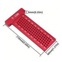 T-Square Marking Guide Perforated Woodworking Layout Ruler Hole Positioning Guide Measurement Markings Aluminum T-Square Ruler