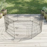 Foldable Pet Enclosure with Door Diy Pet Fence with Gate 8-Panel Wire Playpen Portable for Small Pets, Young Dogs, Rabbits, Indoor, Outdoor, Yard