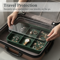 Velvet Jewelry Display Tray with Lid for Necklaces, Rings, Bracelets, and Earrings