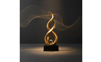 Modern Art Table Decoration Artistic Design Abstract Sculpture Gold Figurine with Glass Sphere Great Gift Suggestion for Men