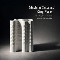 Modern Decorative Vase for Home, Living Room Ceramic Vase, 3D Printed White Porcelain, Minimalist Art Object, Business Gift