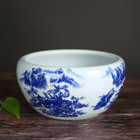 青花陶瓷景德镇金鱼缸大号乌龟缸阳台家用铜钱草水培睡莲缸莲花盆