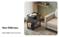 Elegant and design 2-Tier Rolling Side Table Multi-Functional Mobile Furniture Space-Saving Utility cart robustDuty for homeowners, Office Workers, Living Room, Bedroom, Kitchen, Balcony