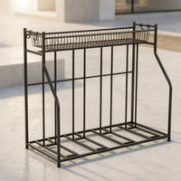 Two-Wheeler Storage Rack Top Mesh Shelf Bike Display Rack Vertical Bike Stand Hanging Hooks Adjustable Two-Wheeler Floor Stand