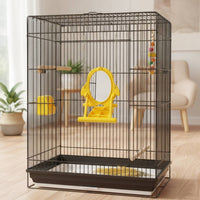 Compact Bird Mirror with Perch and Slow Feeder Rounded Parrot Mirror with Feeder Shatterproof Interactive Bird Toy Sturdy for Budgies