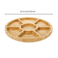 Charcuterie Board with Compartments Round Serving Board with Compartments Divided Serving Platter Multi-Compartment Elegant