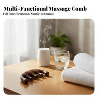 Branch-Like Shaped Acupressure Comb Unpainted & Unwaxed Wooden Massage Comb 5 Prong Head Massager Ergonomic Design for Travel