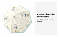 Children's Cartoon Umbrella Clear View Frosted Transparent Umbrella Comfortable Grip Rain Gear for Girls, Students, School