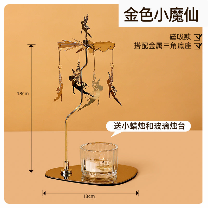 走马灯旋转烛台香薰蜡烛杯托台烛光晚餐浪漫氛围感摆件节日礼品