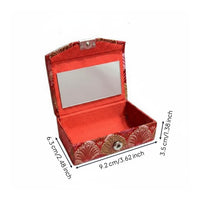 Brocade Lipstick Case Button Closure Mirror Lipstick Holder Compact Mirror Makeup Box for Everyday Purse Use