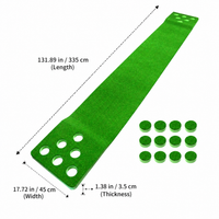 Putting Mat, 12 Hole Putting Green Mat 45cm x 335cm, Heavy Rubber Base Indoor & Outdoor Foldable Sporting Practice