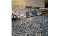 Foldable Folding Mesh Table Durable Iron Construction Lightweight Folding Table With Side Racks Portable Camping Shelf High Load-Bearing Capacity for Picnickers