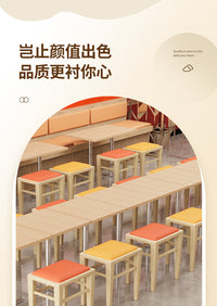面馆粉店桌椅饭店小吃店商用简约快餐店餐馆凳子食堂餐桌椅小凳子 圆凳仿木纹色=浅灰色面