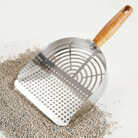 Litter Metal Stainless Steel Cleaner with Fine Mesh Holes, Rectangular Head for Multi-Cat Household Easy Cleaning