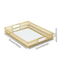 Mirrored Glass Tray Decorative Mirrored Vanity Organizer Sophisticated Tray with Metal Frame for Dresser