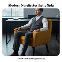 3 Pieces Modern Design 2 Armchairs and Side Table Comfortable paddings Lounge Group with Table Plush Upholstery Conversation Set space-saving Size for pairs, Families, Homeowners, Living Room, Bedroom, study corner, Reception Area