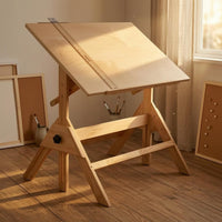Adjustable Drafting Table L-Square Included Wooden Drafting Table Slanted Tabletop Furniture