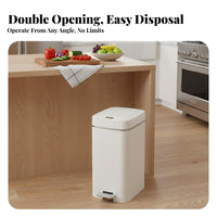 Foot Pedal Waste Bin Gentle-Close Lid Lidded Push-Top Bin Double-Opening Trash Can Hands-Contactless Function Slim Rectangular