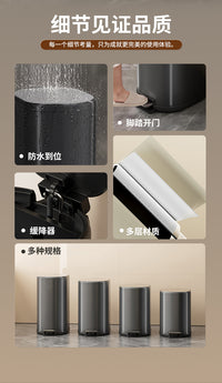 Pedal-Operated Stainless Steel Dual-Bin Kitchen Waste Bin with Soft-Close Lid for Living Room
