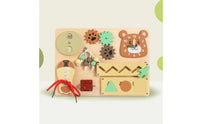 Natural Wood Child-Led Learning Busy Board Sensory Wooden Busy Board Interactive Toy Safe for Children, Home, Preschool