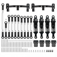 Metal Pull Rod and Shock Damper Kit Easy to Install Metal Chassis Link Rod Kit RC Car Shock Absorb Set for Modification, Upgrading