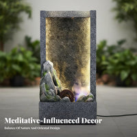 Feng Shui Decor LED Rockery Water Fountain Soothing Sound Mist Waterfall Fountain Relaxing Ambiance Indoor Mist Waterfall Nature-Inspired Design for Office Workers, Business Owners, Living Room, Entryway, Bedroom, Meditation Space