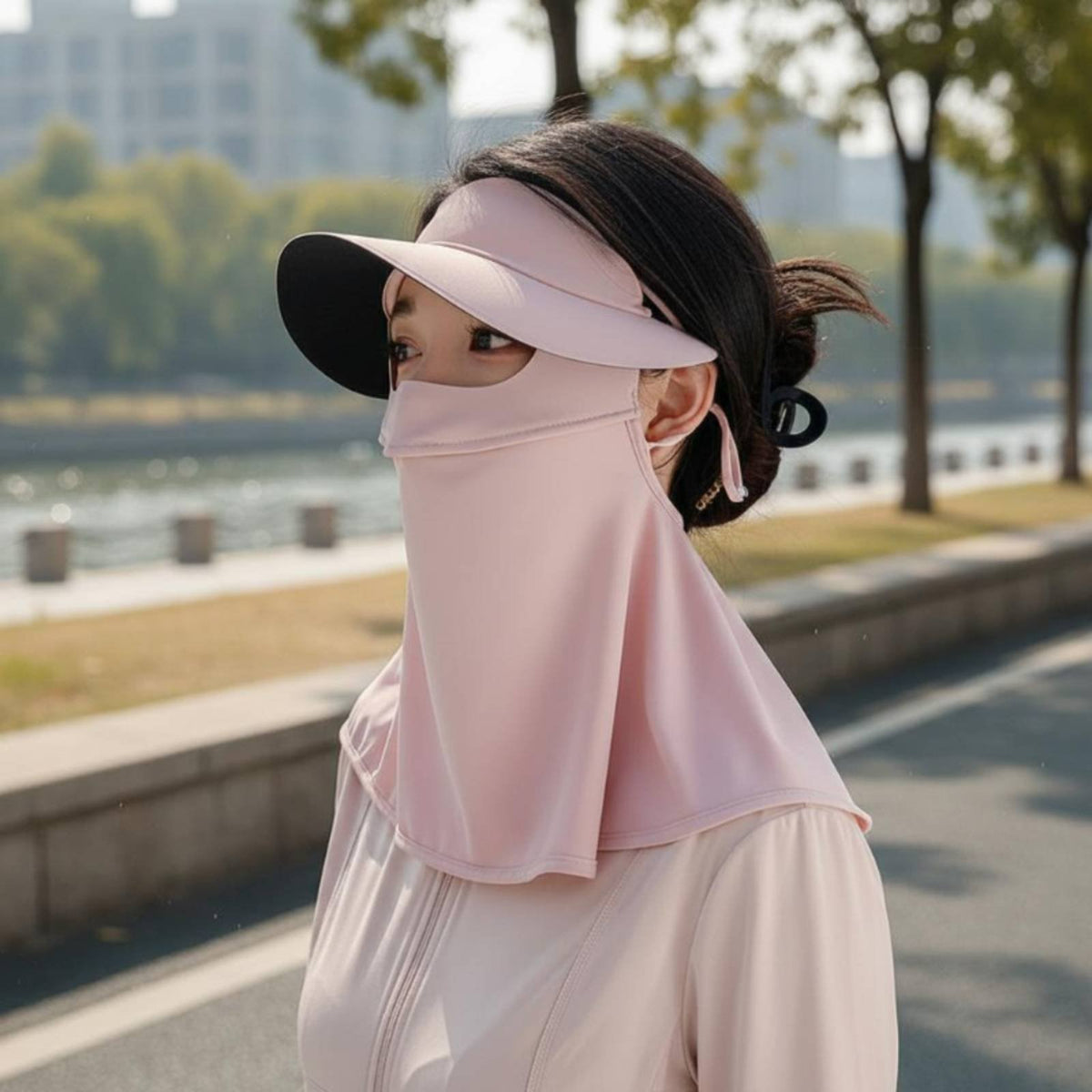 Protection Facekini Breathable Face Cover Breathing Vent Sun Visor with Neck Cover for Outdoor Activities