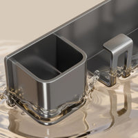 Drill-without Installation Wall-Mounted Toothbrush Holder Space-Saving Wall Mounted Toothbrush Holder Cups Bathroom Organizer Shelf Drainage Design for Families, Small Bathrooms, Dorm Rooms