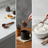 Short Handle Wooden Measuring Spoon Artisanal Walnut Measuring Spoon Compact Kitchen Utensil Comfortable Grip for Bakers, Baking