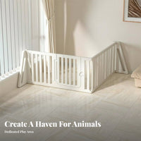Configurable Shape customizable Puppy Gate Easy Assembly Dog Playpen Secure Door Latch Pet Fence Foldable Design for Indoors, Indoor, Living Room, Hallway