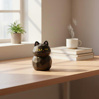Versatile Placement Resin Cat Figurine Original Design Wood Carving Design Cat Statue Funny & Playful for Collectors, Desktop, Bookshelf