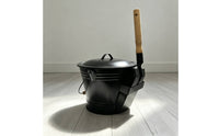 Ash Bucket with Lid and Wooden Grip Fireplace Bucket with Lid Covered for Homeowners