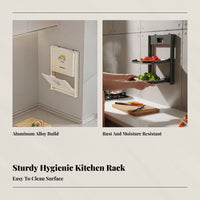 Suction Wall-Mounted Kitchen Rack, Multitier Foldable Organizer, Aluminum, Space-Saving