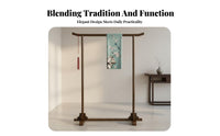 Solid Wood Chinese Design Clothing Rack Sturdy Construction Antique Design Garment Stand Stable and Long-Lasting Wooden Clothes Stand Multifunctional for Homeowners, Hotel Owners, Bridal Shop, Retail Shop, Hallway, Apartment