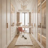White E0 Custom Wardrobe, White Wooden Wardrobe, 1㎡, Hinge Door, With Shelves, Clothing Storage, Closet