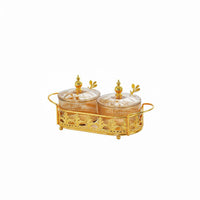 Luxury Design Gold Snack Bowl Tray Set Compartmentalized Divided Appetizer Platter Multi-Purpose Divided Relish Dish with Spoons Safe for Food for Living Room, Coffee Table, Entertaining Guests, Parties