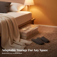 Lowheight Rolling Bin Foldable Rolling Storage Bin Transparent Lid Underbed Container for Students, Apartment Dwellers, Under Bed, Dorm Room, Closet