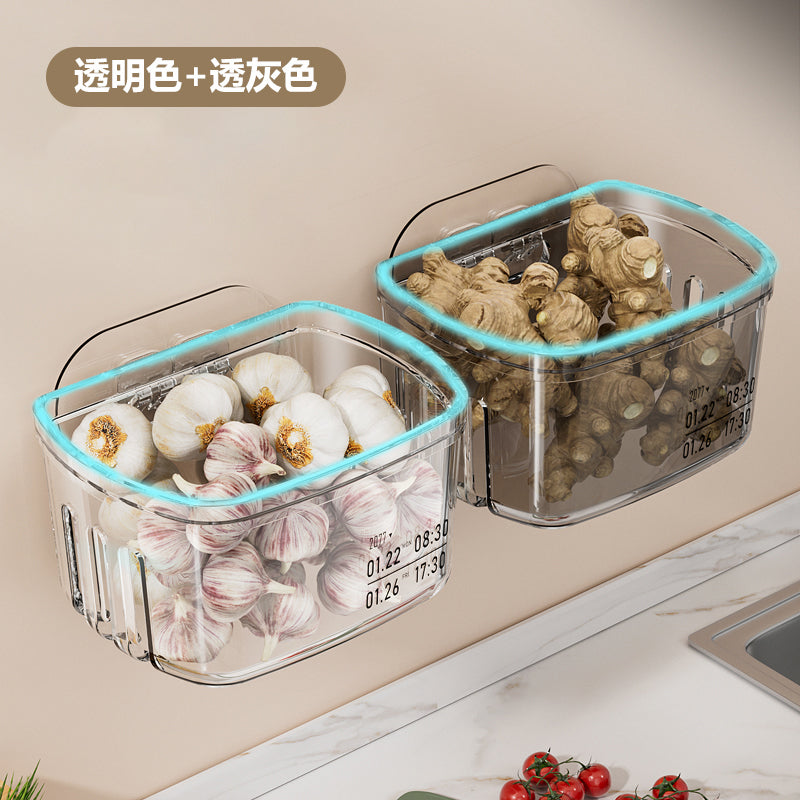葱姜蒜收纳盒多功能食物收纳神器放蒜头生姜壁挂式厨房调料置物架